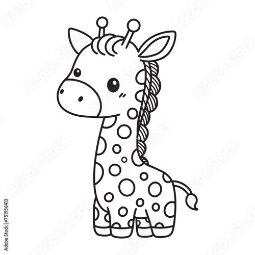 Line art of giraffe cartoon vector