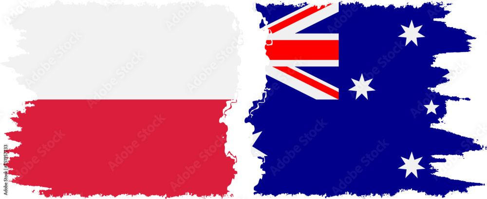 Australia and Poland grunge flags connection vector Australia and Poland grunge flags connection vector