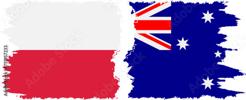 Australia and Poland grunge flags connection vector