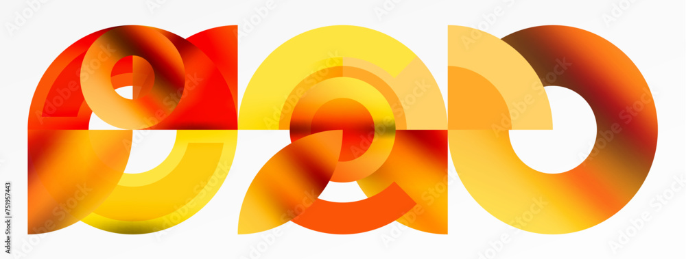 Fototapeta premium Round elements and circles geometric minimal composition background. Vector Illustration For Wallpaper, Banner, Background, Card, Book Illustration, landing page