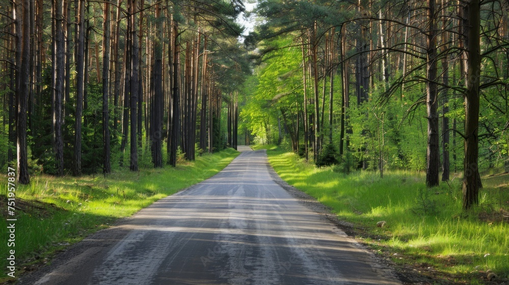 Fototapeta premium high way to forest. Generative AI.