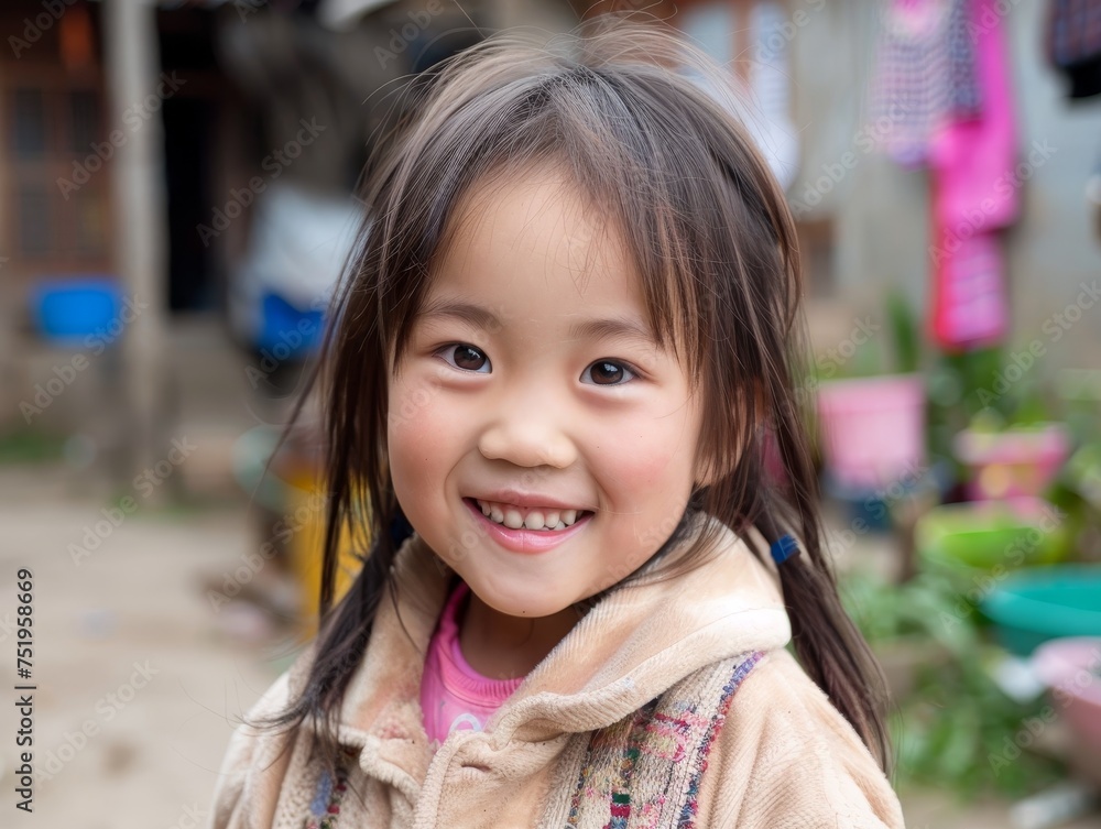 Smiling young girl with a joyful expression outdoors Smiling young girl with a joyful expression outdoors
