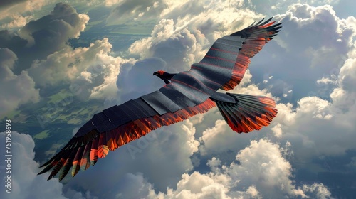Majestic bird soaring high above the clouds