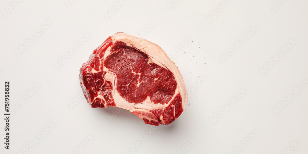 a single piece of meat is placed on a white background, generative AI a single piece of meat is placed on a white background, generative AI