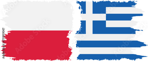 Greece and Poland grunge flags connection vector