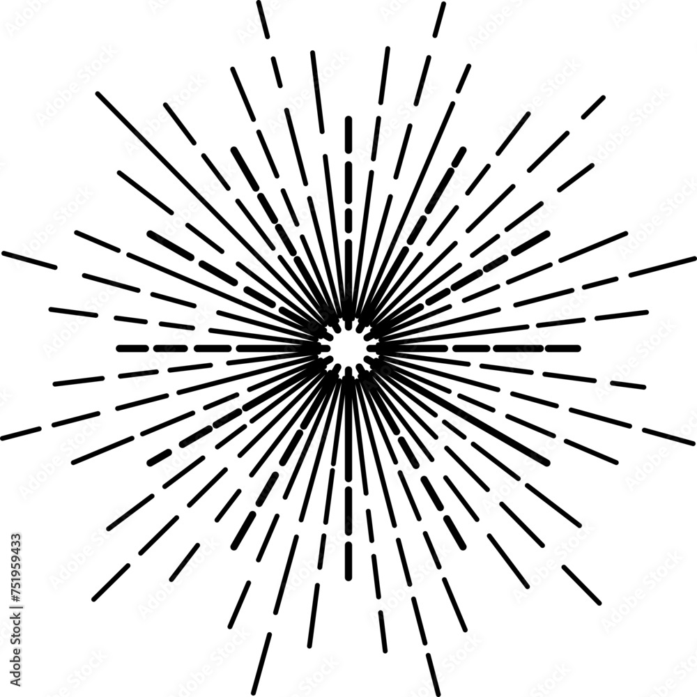 Obraz premium Light Rays, Vector Hand Drawn Sunburst