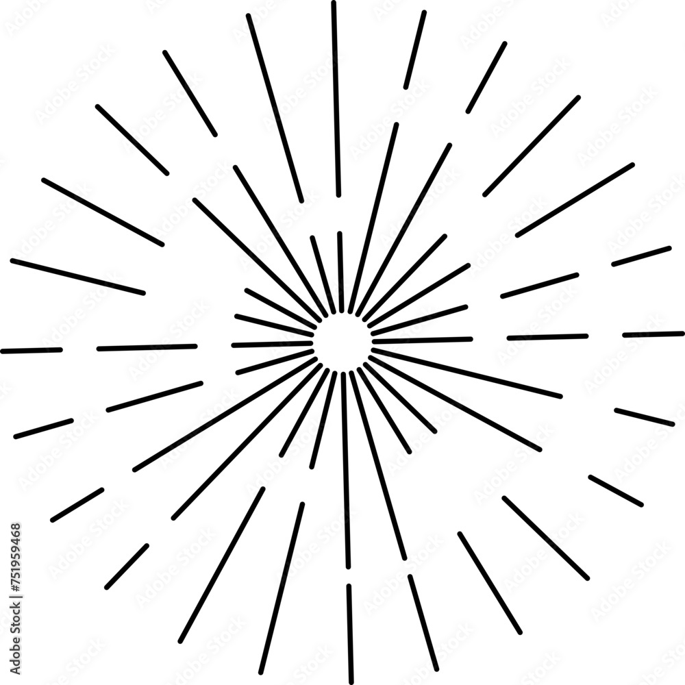 Obraz premium Light Rays, Vector Hand Drawn Sunburst