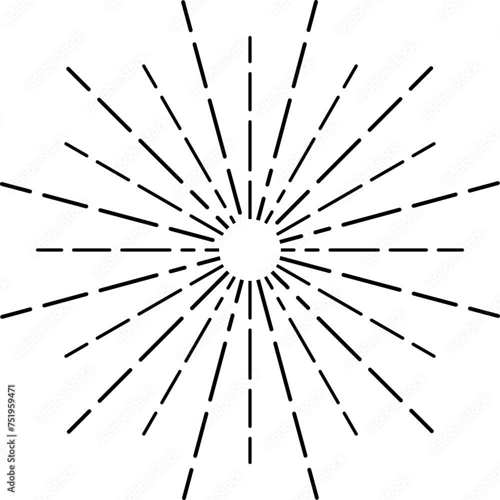 Obraz premium Light Rays, Vector Hand Drawn Sunburst