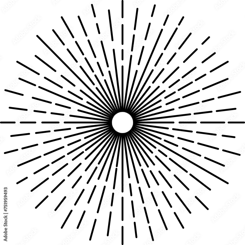 Obraz premium Light Rays, Vector Hand Drawn Sunburst