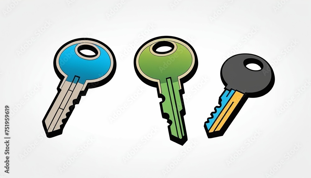 Old Keys Icon Vector in Modern Flat Style Illustration Old Keys Icon Vector in Modern Flat Style Illustration