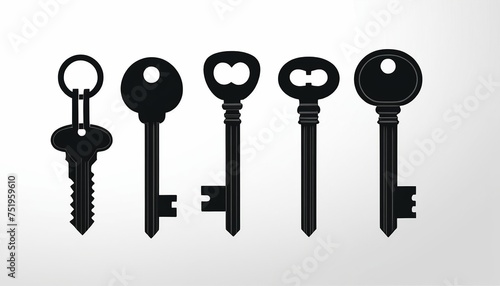 Graphic Design of Old Keys on a White Background