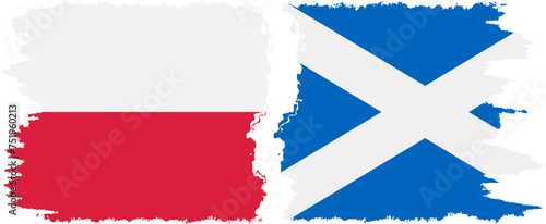 Scotland and Poland grunge flags connection vector