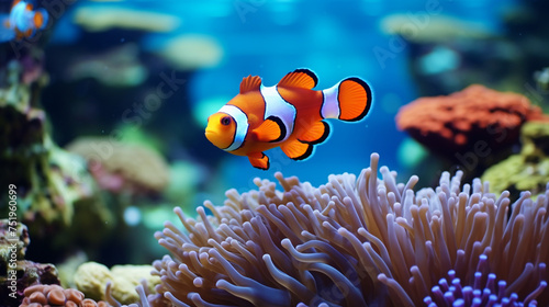 Clownfish under the water with anemon with high quality © rai stone
