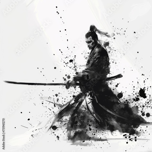 Chinese ink style swordsma