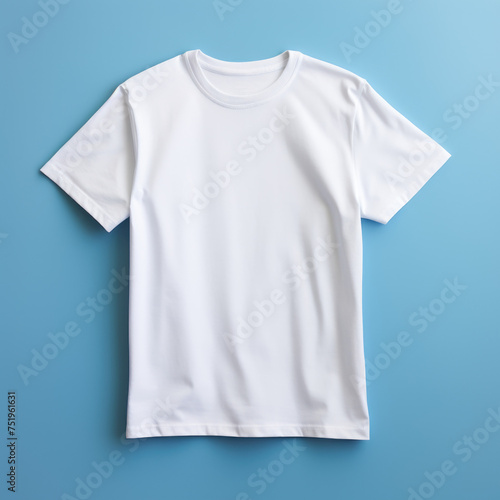 Blank t-shirt template on blue background