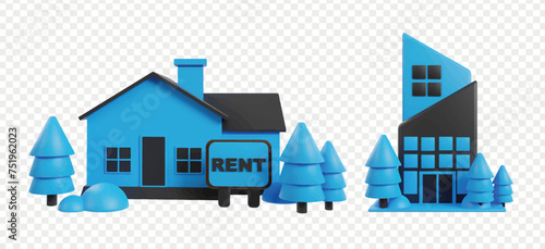 Realtor and property 3d icon render clipart, for real estate business.