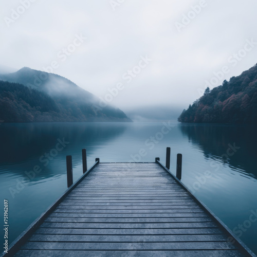 Beautiful lake landscape with dock