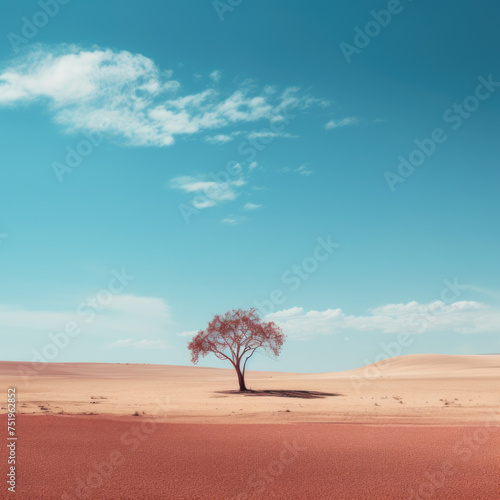 Minimal landscape with single tree