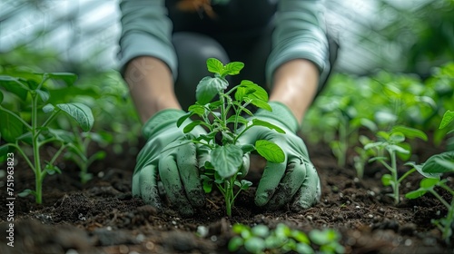 Planting young hearbs 