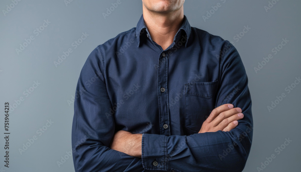Modern businessman in deep blue shirt Modern businessman in deep blue shirt