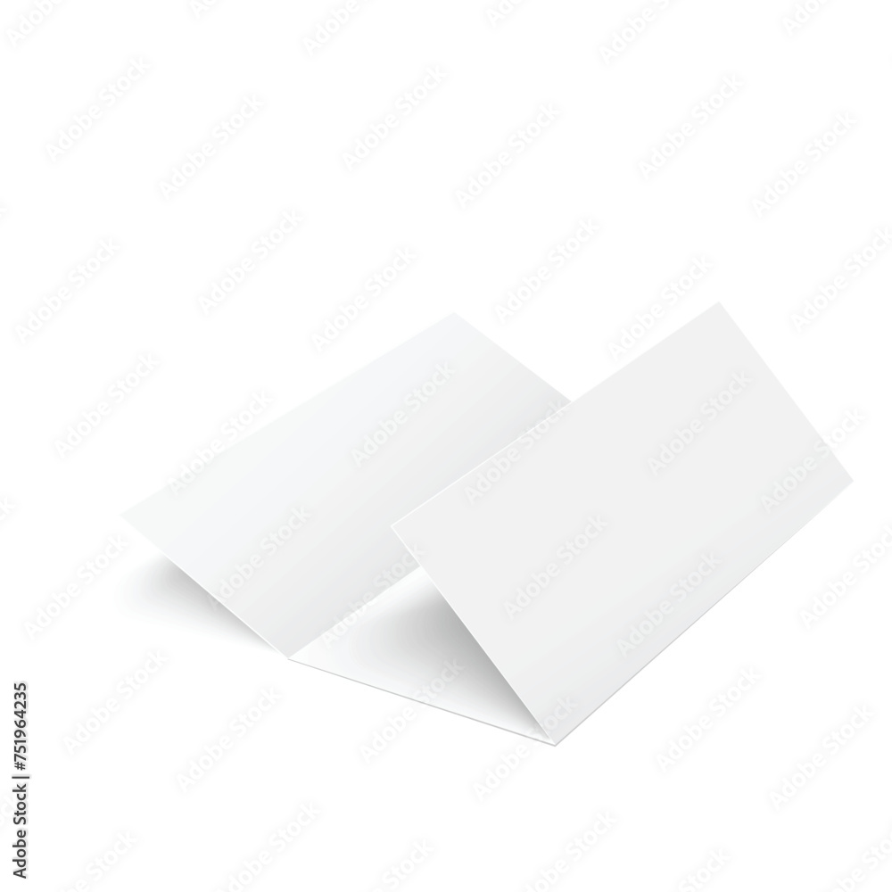 Tri folded booklet mockup. Blank white brochure mock up. Isolated vector illustration on white background. Vector Tri folded booklet mockup. Blank white brochure mock up. Isolated vector illustration on white background. Vector