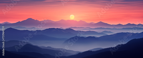 Mountain landscape at sunset  Nature Background.