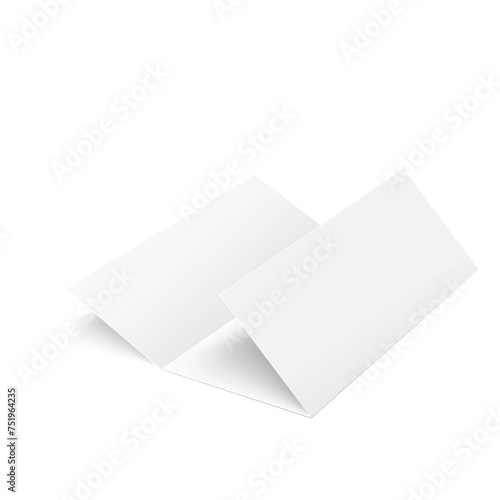 Tri folded booklet mockup. Blank white brochure mock up. Isolated vector illustration on white background. Vector