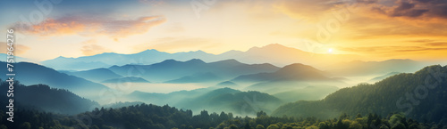 Mountain landscape at sunset  Nature Background.