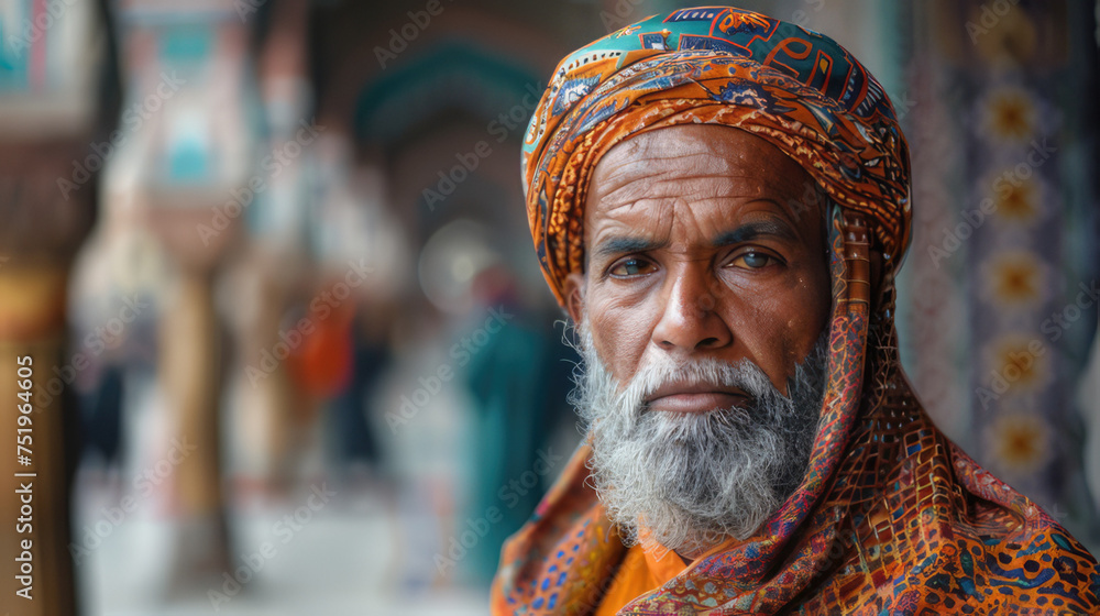 hindu islamic man  - obrazy, fototapety, plakaty 