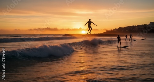  Surfers catching the last rays of the day © vivekFx