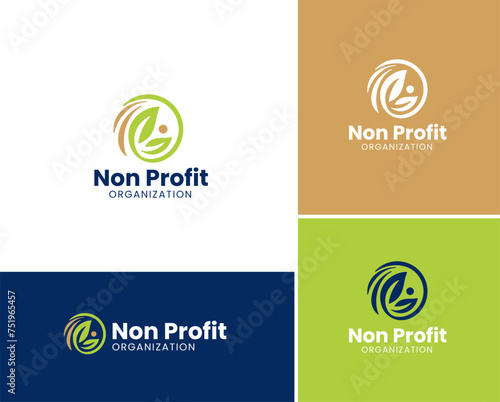 Modern creative community logo. nonprofit organization logo collection. people care logo template photo