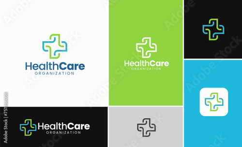 Healthcare logo collection. modern medical or pharmacy logo. nonprofit organization logo template. geometric nonprofit logo template. mpodern and minimalist hospital logo template