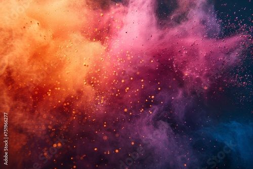 Dynamic and colorful dust clouds from Holi powder  capturing the essence of the festival s spirit.