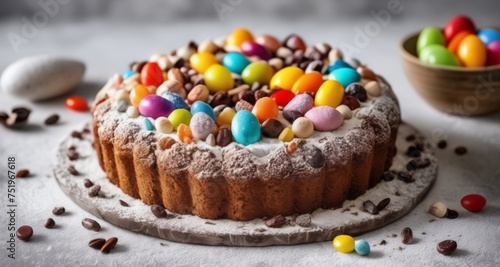  Easter delight - A festive cake adorned with colorful candy