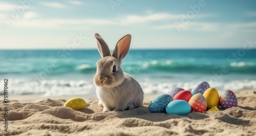  Easter joy by the sea - A bunny's beach adventure