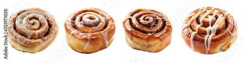 A delicious cinnamon roll isolated on a transparent background.