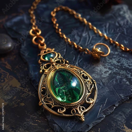 An enchanted green jade pendant gemstone amulet that grants the wearer eternal health
