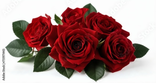  Bouquet of red roses with green leaves  perfect for a romantic gesture