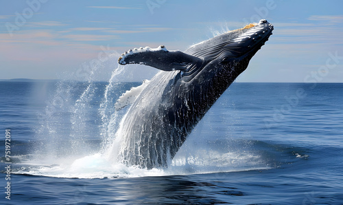 A whale breaching water, Generative AI  © simba kim