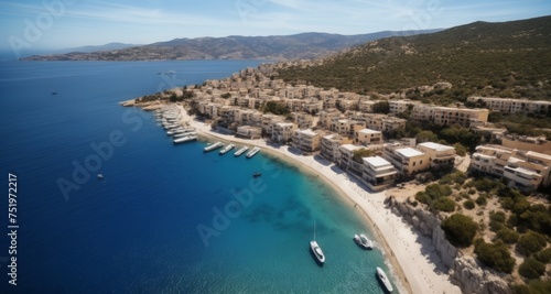  Idyllic coastal resort with crystal blue waters and white sandy beach © vivekFx