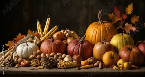  Autumn Harvest - A bounty of pumpkins and gourds