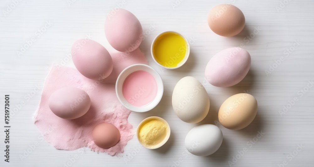 Vibrant eggs in a palette of pastel colors Vibrant eggs in a palette of pastel colors