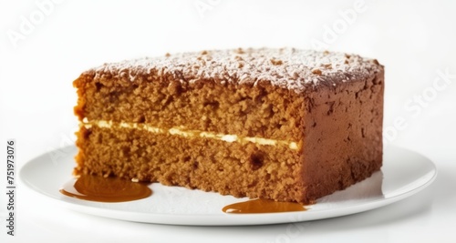  Deliciously tempting chocolate cake with a rich, moist texture and a hint of caramel sauce