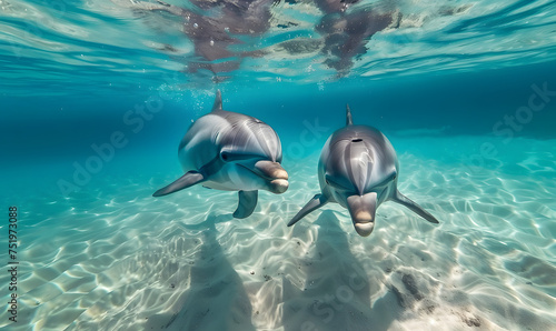 Dolphins Swimming in Clear Water Generative AI 