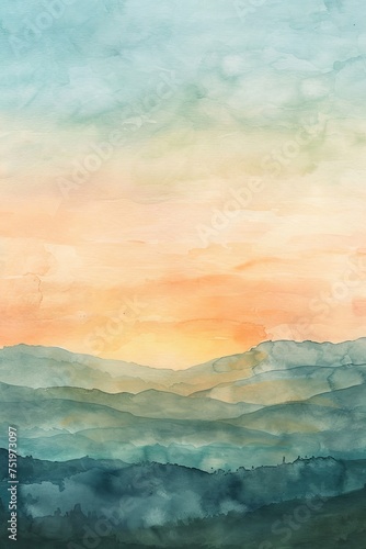 Peaceful watercolor sky at dawn blending soft colors for a calming effect