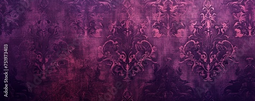 Royal Purple Vintage Floral Wallpaper.