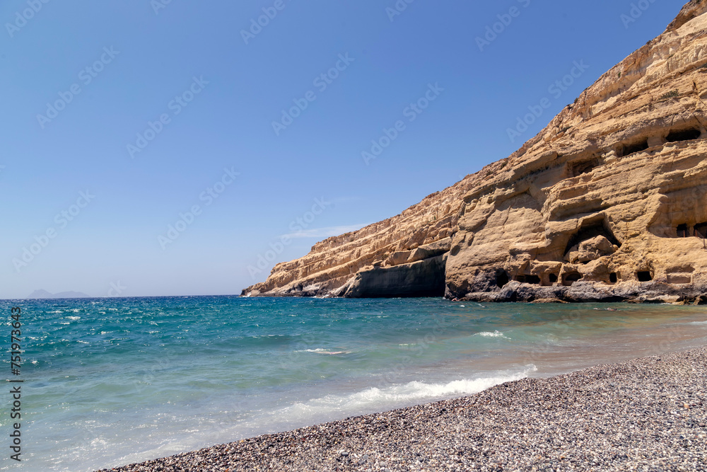 Matala Beach on the island of Crete (Greece)