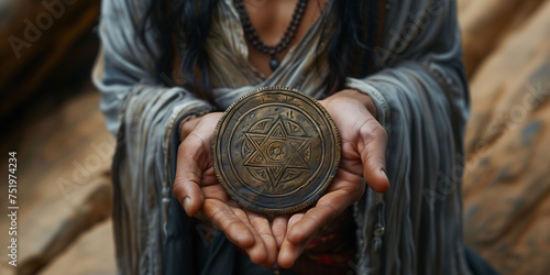 amulet of predictions in the palm of your hand photo