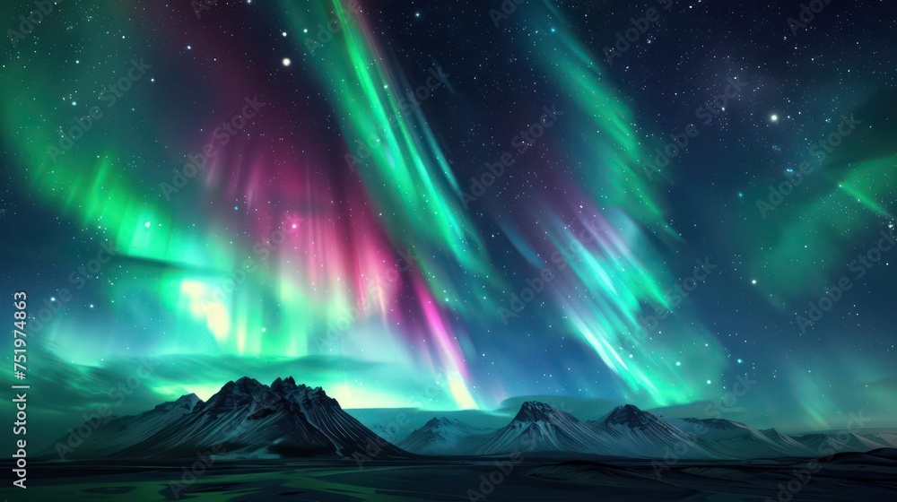The breathtaking beauty of the aurora illuminating the night.