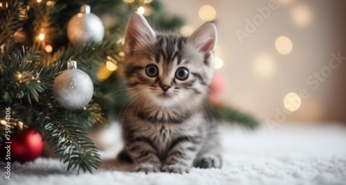  Adorable kitten's first Christmas, captured in a moment of pure joy!